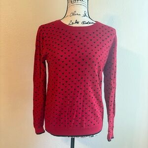 Elle Red and Black Heart Patterned Sweatshirt